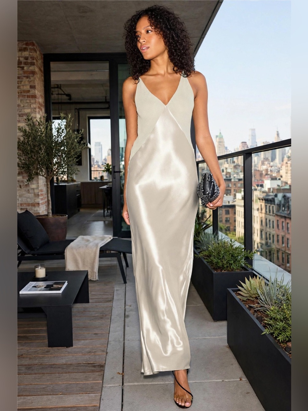 Alberta Ferretti Satin Slip Maxi Dress size US 4